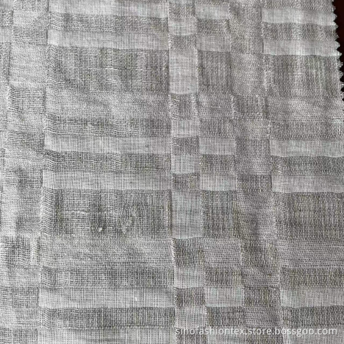 Checked Solid Colour Jacquard Line Linen Cotton Fabric